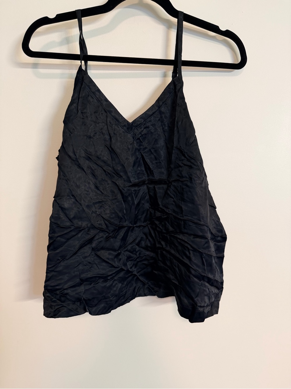 Athleta Black Satin V-Neck Camisole